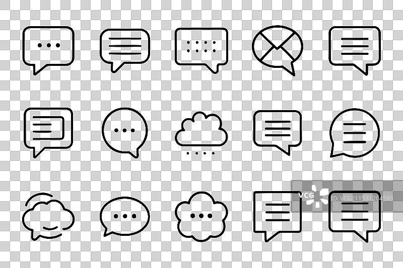 可编辑的扁平气泡语音图标集图片素材