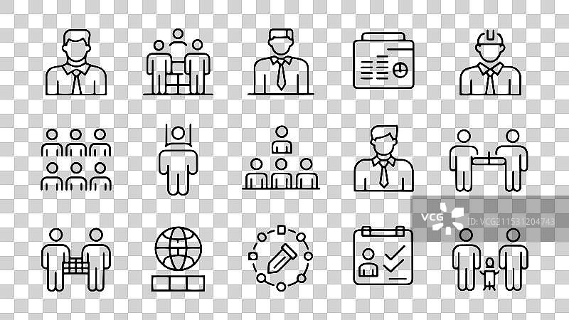 线条风格的商业管理网页图标图片素材