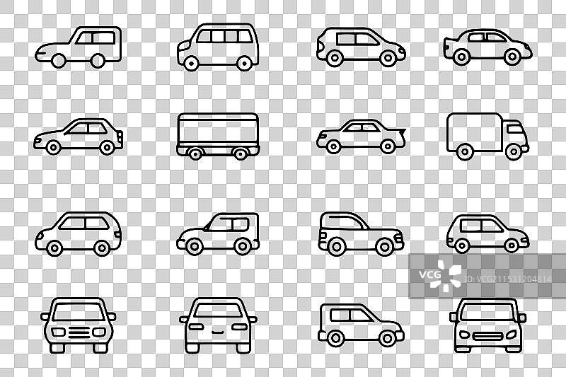 汽车可编辑图标集扁平风格图片素材