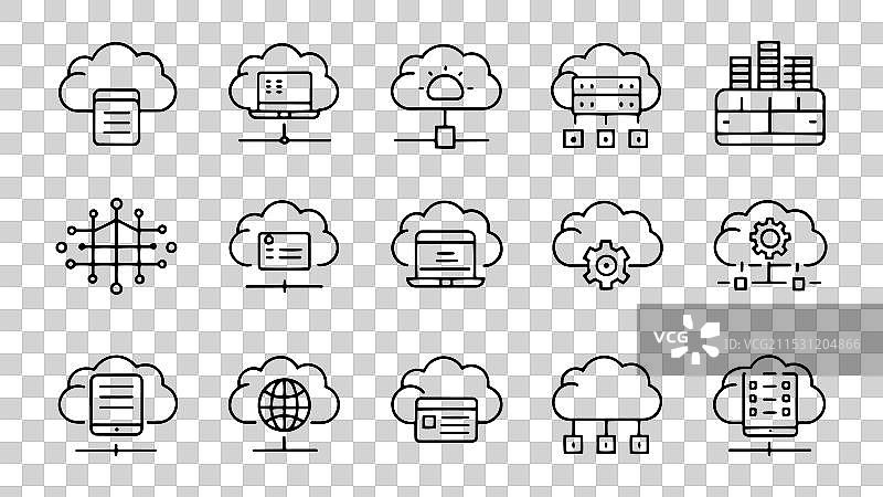 云计算网页图标，线条风格的云朵图片素材