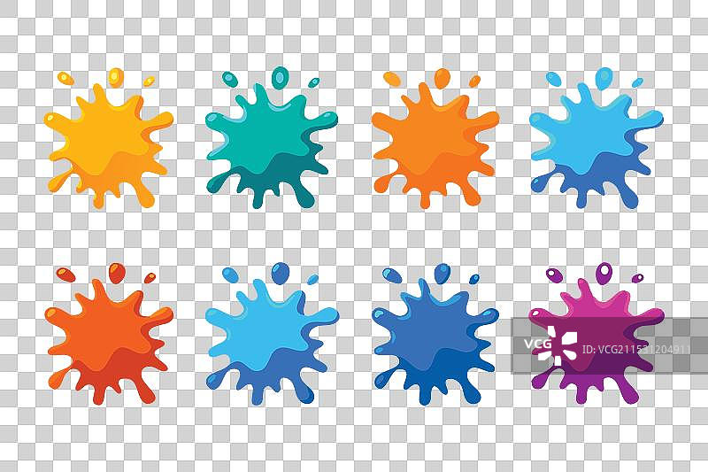 彩色液体飞溅集合平面图图片素材