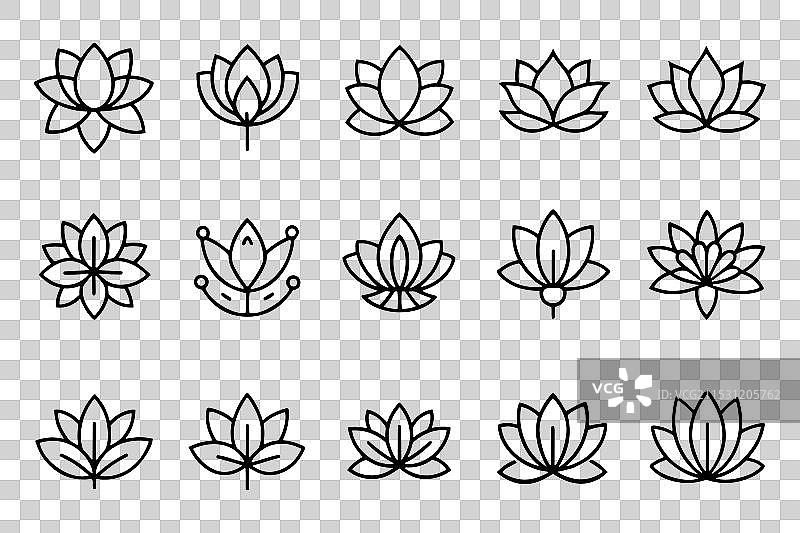 莲花相关可编辑图标集平面设计图片素材