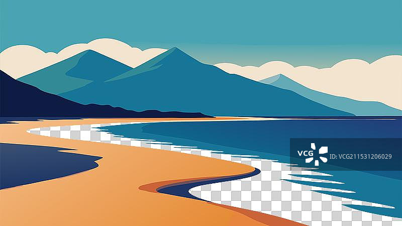 沙滩上温柔的海浪轻轻拍打着图片素材