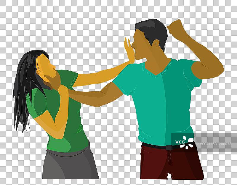 丈夫殴打妻子的暴力概念图片素材