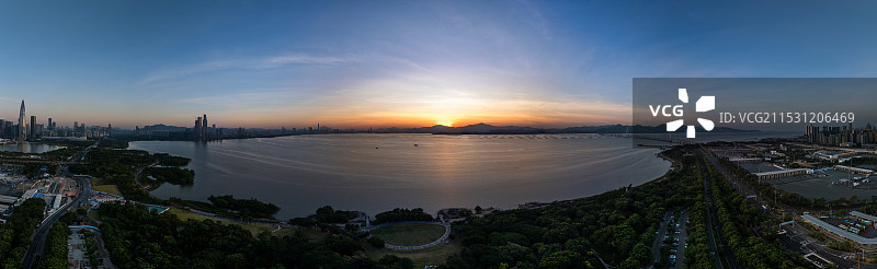 日出深圳湾全景图图片素材