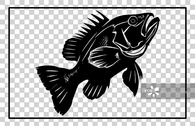 石斑鱼标志模板剪影图片素材