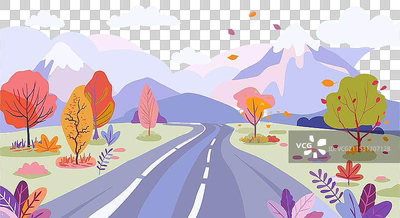 秋天的道路穿过一片图片素材