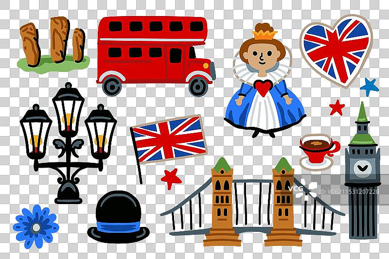 伦敦联合王国卡通图标设计图片素材