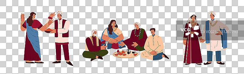 一群快乐的人在庆祝印度婚礼图片素材