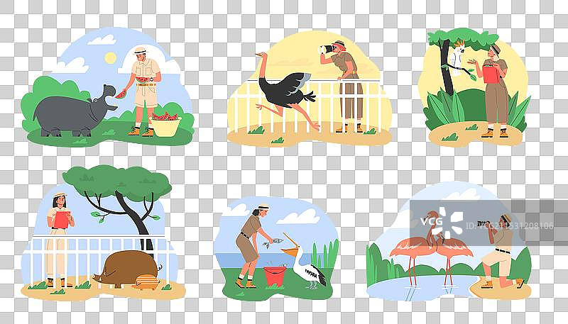 动物学家与动物的组合图片素材