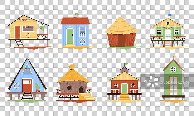 色彩斑斓的小屋和小木屋组合图片素材