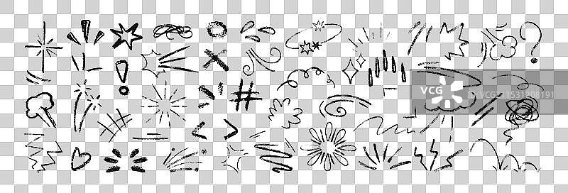 手绘线条运动元素粉笔涂鸦图片素材