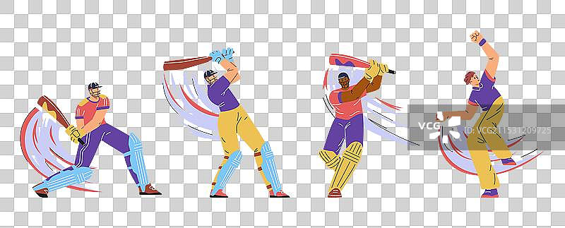 板球比赛中的击球手和投球手组合图片素材