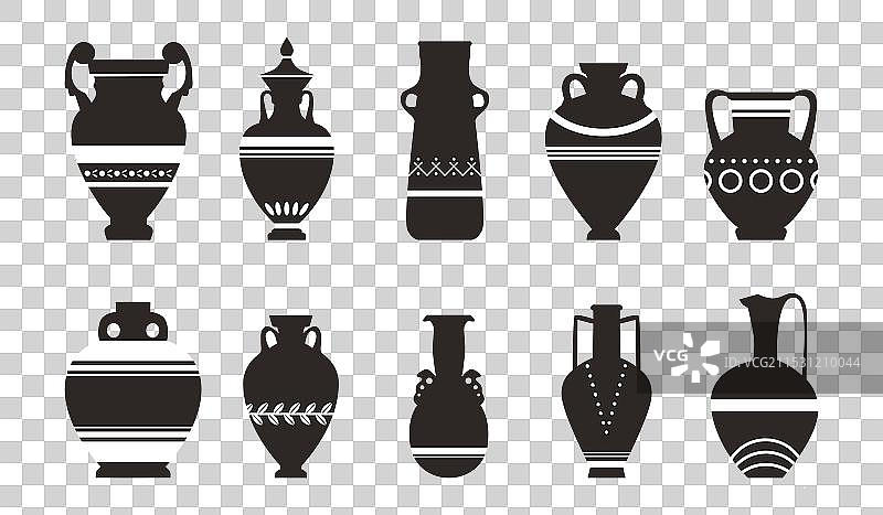 古代的陶罐套装图片素材