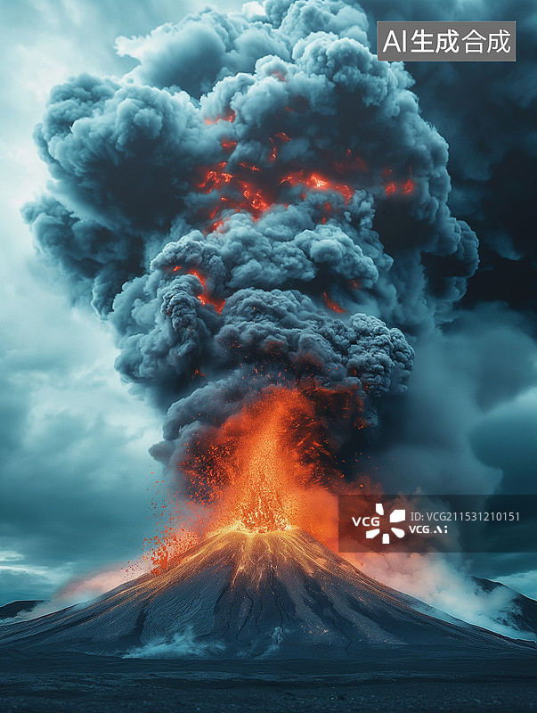 【AI数字艺术】火山岩浆爆发图片素材
