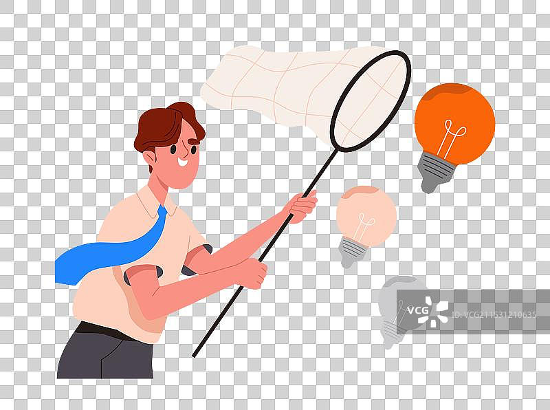 商务人士在工作，商人手持网络捕捞器图片素材