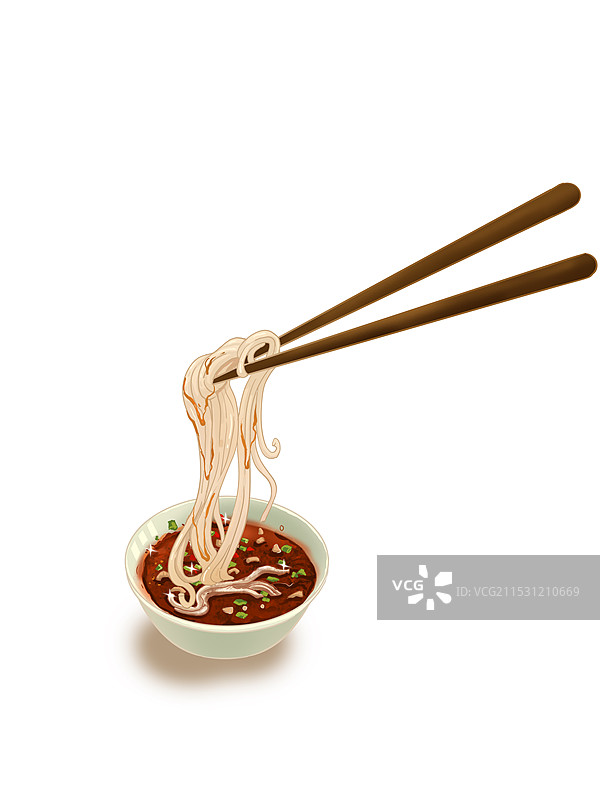 吃米线的蘸料碟插画图片素材