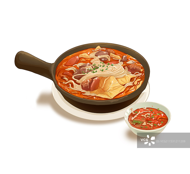 寻味贵州之砂锅粉美食插画图片素材