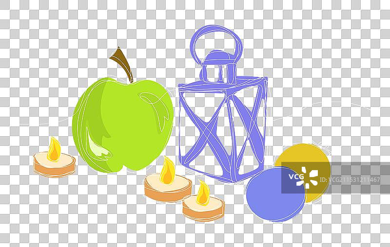 连续一笔画的油灯蜡烛图片素材