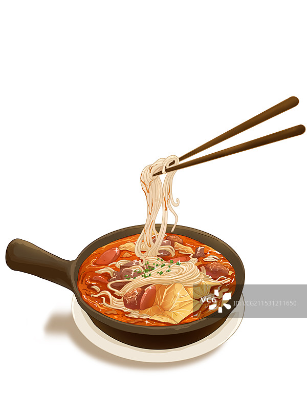 寻味贵州之砂锅粉 美食插画图片素材