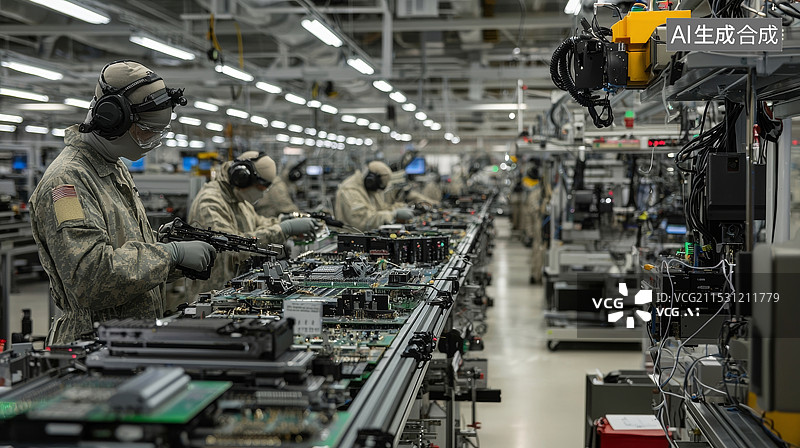 【AI数字艺术】芯片生产线内部照片图片素材