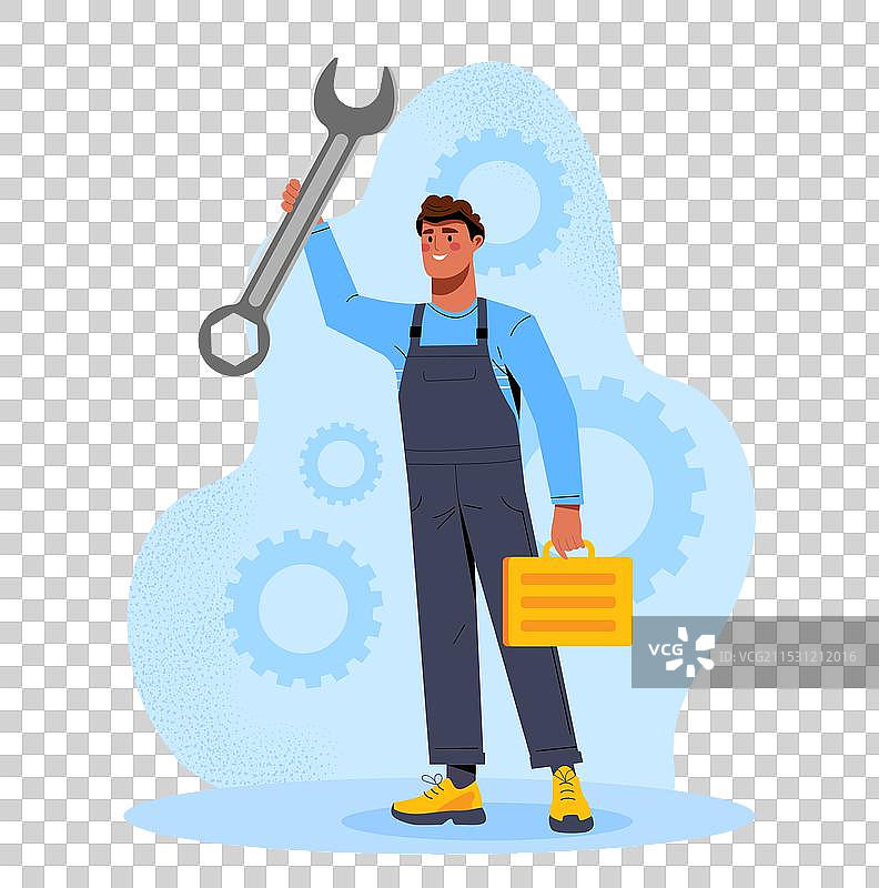 穿着制服的维修工概念男士图片素材
