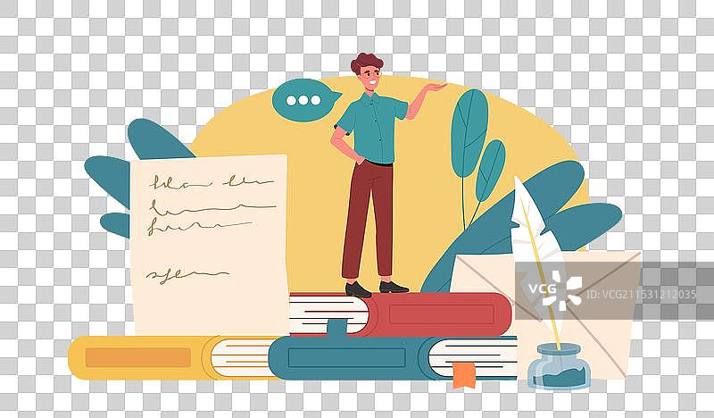 男人向才华横溢的作家和作者朗诵诗歌图片素材