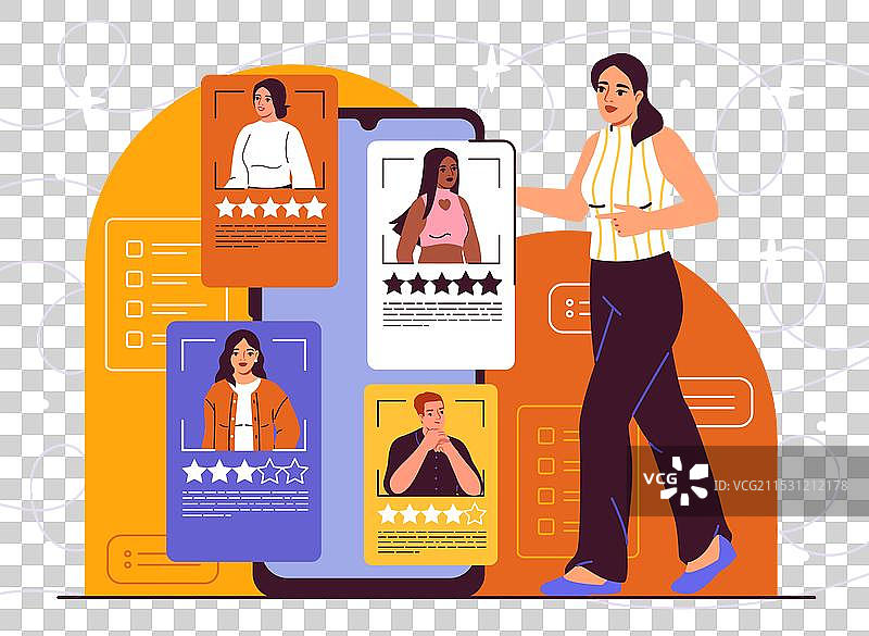 与网络交流的女性图片素材