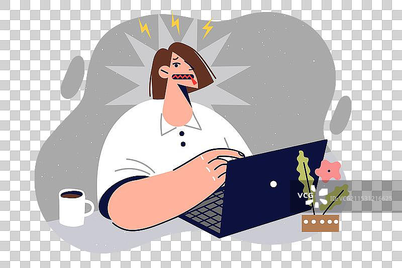 沉默的女性办公室员工准备好了。图片素材