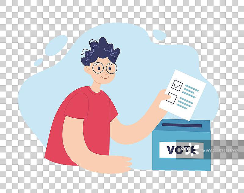 男子将选票放入投票箱中选举图片素材