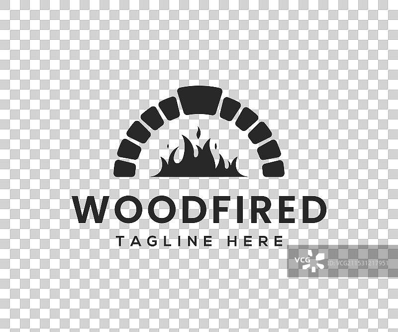 柴火烤炉和木火标志设计模板图片素材