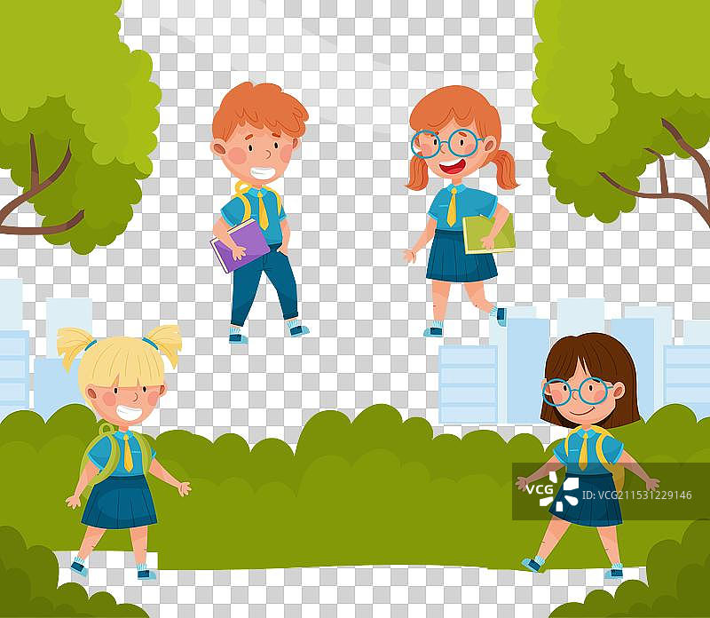 穿着校服的学生准备返校图片素材