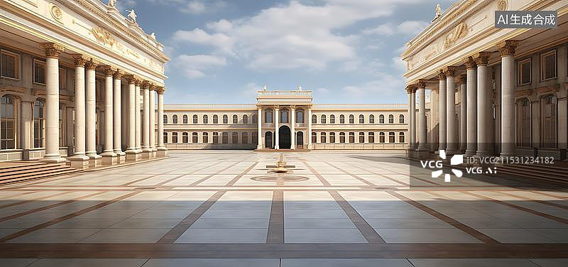 【AI数字艺术】古代宫殿建筑及广场空地背景图图片素材