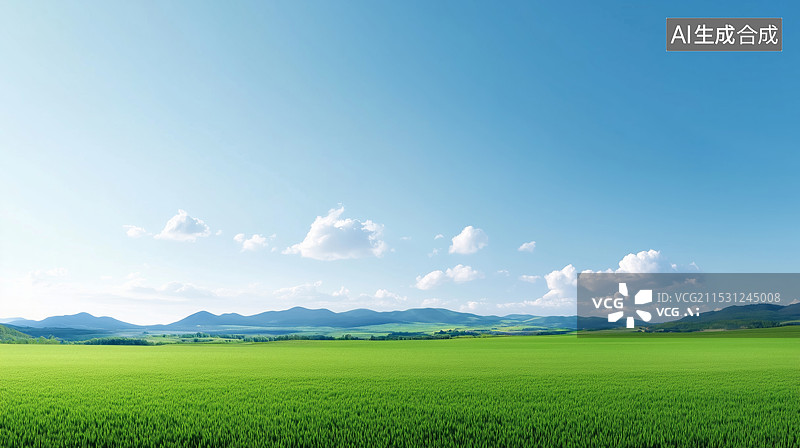 【AI数字艺术】绿意盎然的田野图片素材