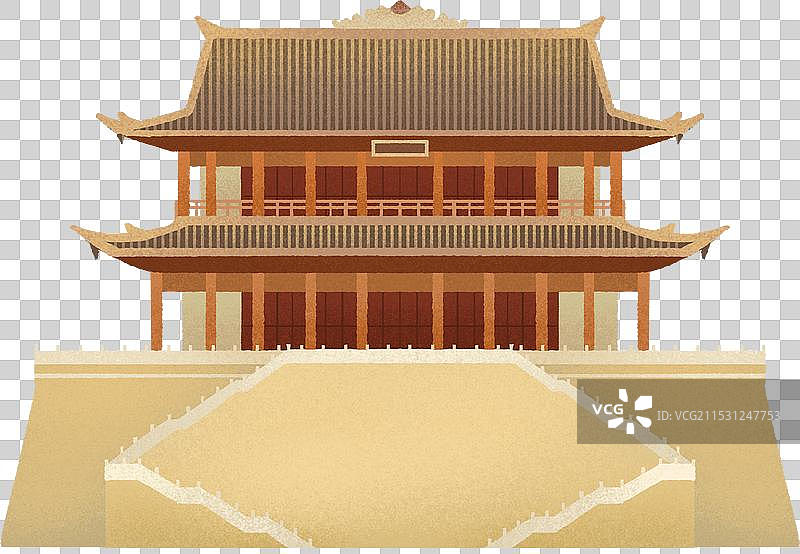 福州地标建筑插画元素-九大名楼镇海楼图片素材