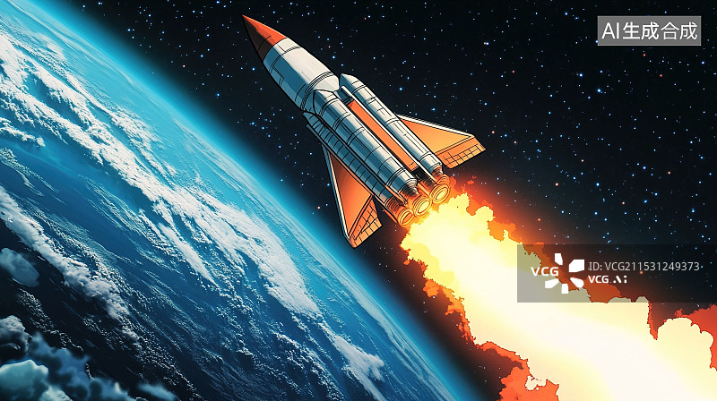 【AI数字艺术】宇宙飞船发射升空图片素材