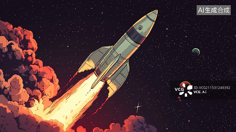 【AI数字艺术】宇宙飞船发射升空图片素材