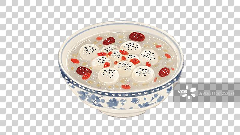 中国风国风水墨风上海特色小吃百果馅酒酿圆子插画健康特色美食年俗美味二十四节气插画图片素材