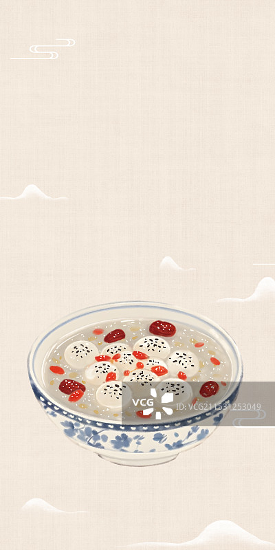 中国风国风水墨风上海特色小吃百果馅酒酿圆子插画健康特色美食年俗美味二十四节气插画图片素材