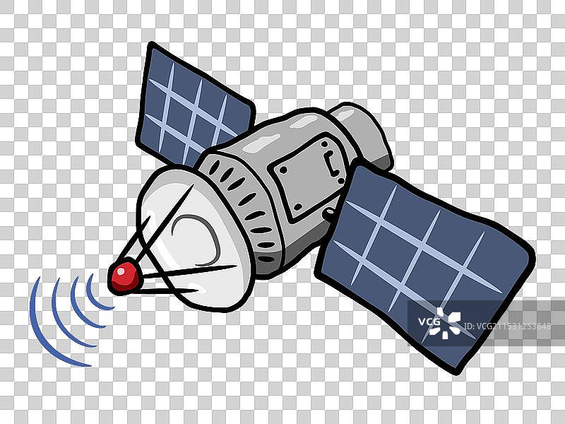带有碟形天线的卫星涂鸦图片素材