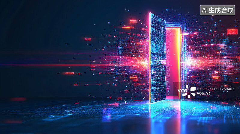 【AI数字艺术】数字空间的入口图片素材