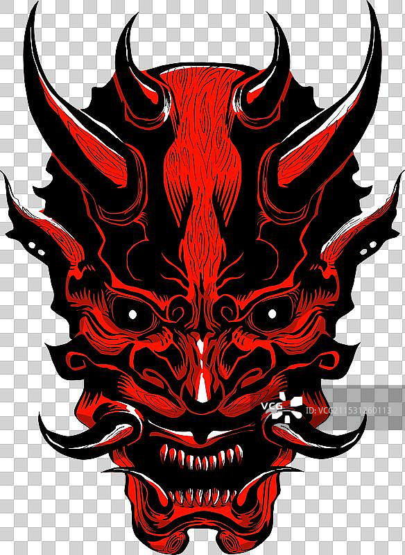 日本恶魔艺术纹身风格彩色图片素材