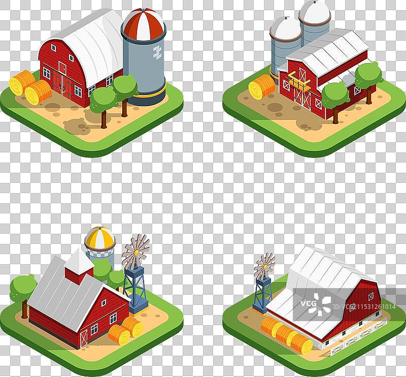 农场等距孤立构图图片素材