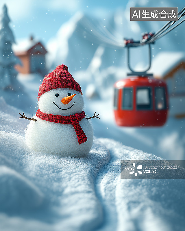 【AI数字艺术】3D毛线编织质感冬日温暖场景插画图片素材