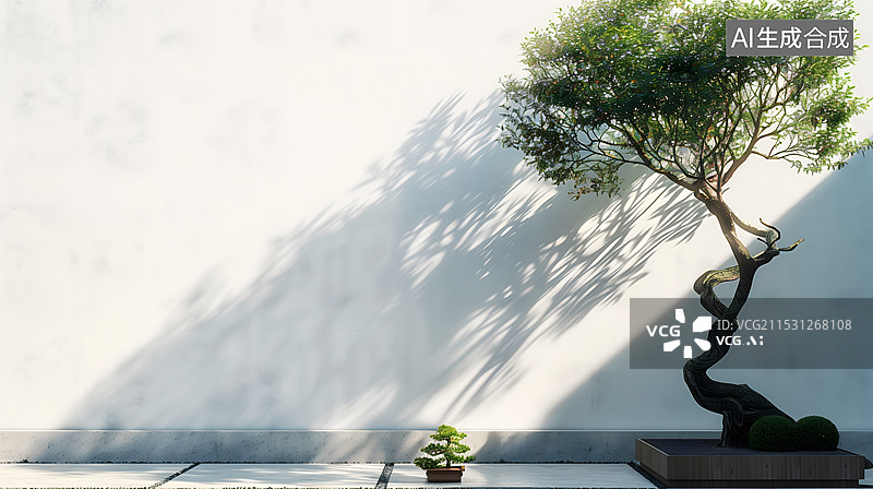 【AI数字艺术】3D渲染中式庭院建筑房地产广告背景图图片素材