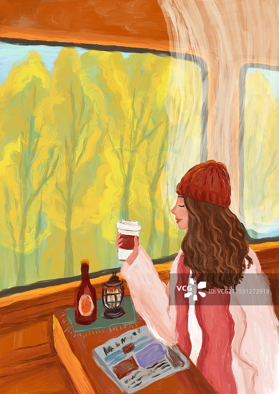 有时候也会喜欢一个人的旅途，安静，惬意，只需要一杯咖啡。图片素材