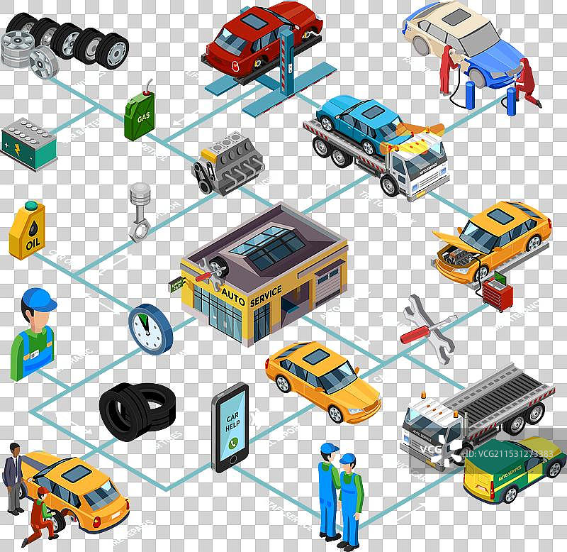 汽车维修信息图表等距模板图片素材