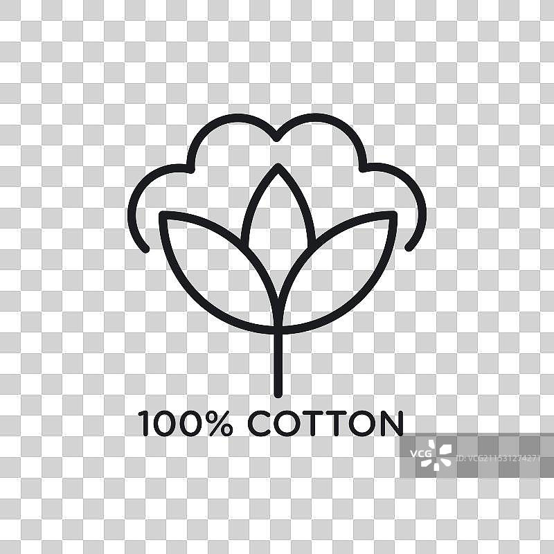 白色背景上的100%棉花图标符号图片素材