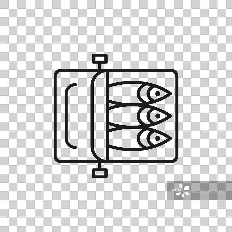白色背景上的沙丁鱼罐头图标符号图片素材