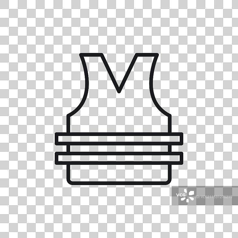 白色背景上的防弹背心图标符号图片素材